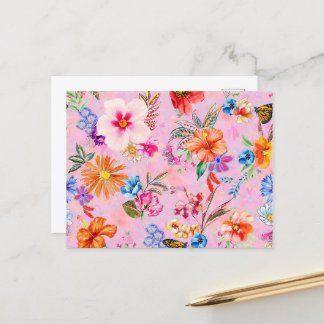 Vacker sommar rosa blomkort vykort