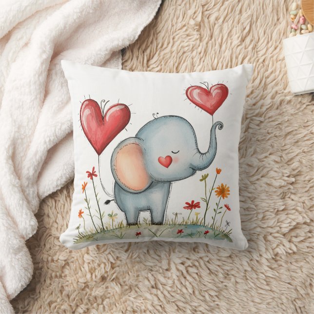 vacker söt baby-elefant, målad kudde (Filt)
