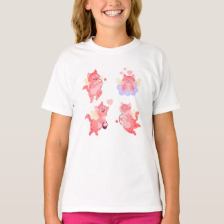 Vacker söt Cupid Katt | Romantisk Alla Hjärtans Ka T Shirt