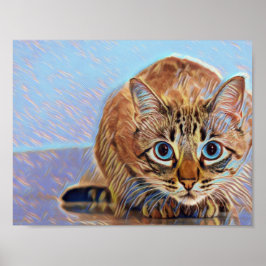 Vacker söt kattblått öga poster