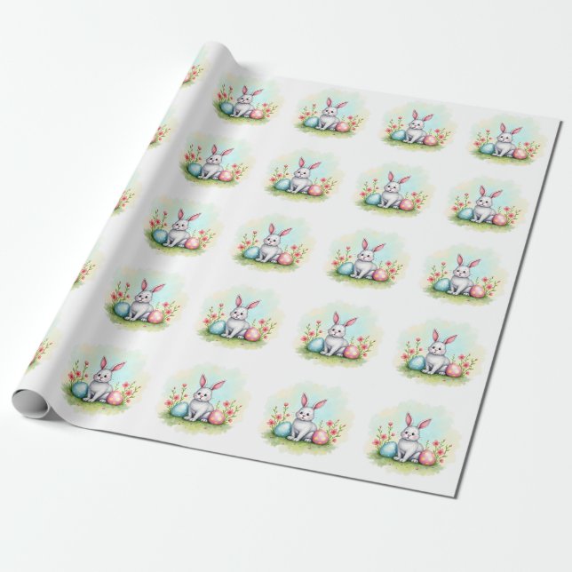 Vacker Söt Påskharen Kollektion Presentpapper (Utrullad)