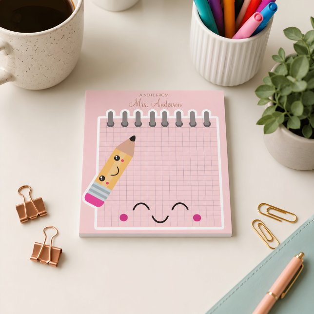 Vacker Söt Rosa Lärarskattning  Anteckningsblock (Cute pink notepad. )