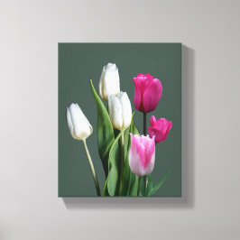 Vacker söt rosa tulips blommigt, färgad boho canvastryck
