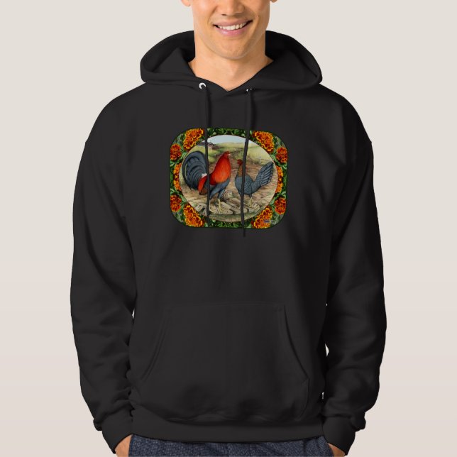 Vacker spelhöns sweatshirt med luva (Framsida)