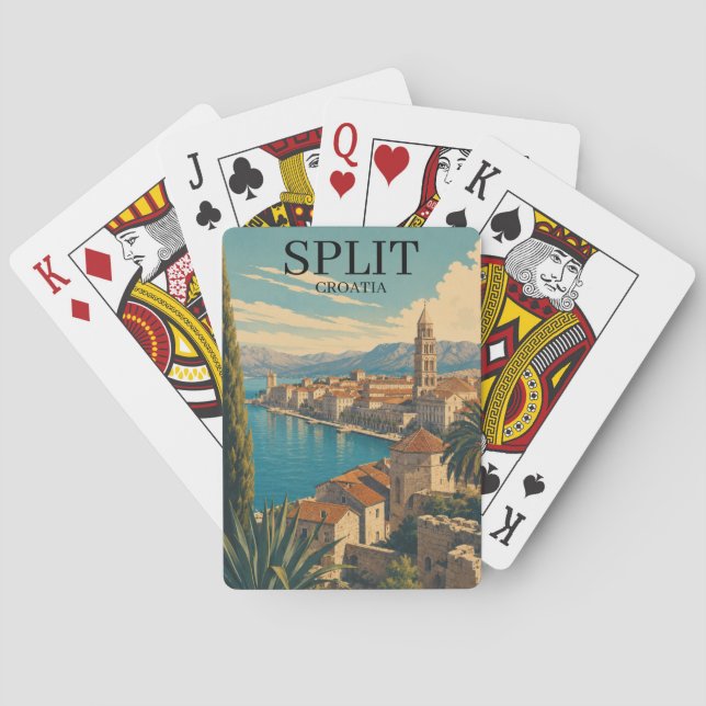 Vacker Split Kroatien Dalmatiska Kusten Resa Casinokort (Baksidan)