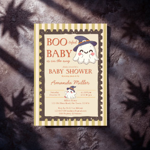 Vacker spök retro stämpel Halloween baby shower Inbjudningar