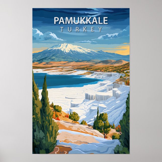 Vacker Ställe Pamukale Turkiet Art Travel Poster (Framsidan)