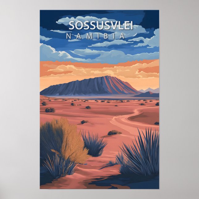 Vacker Ställe Sossusvle Namibia Travel Poster (Framsidan)