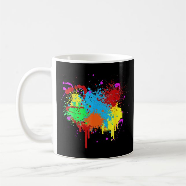 Vacker stänkande målning Abstrakt konst Färg  Kaffemugg (Vänster)