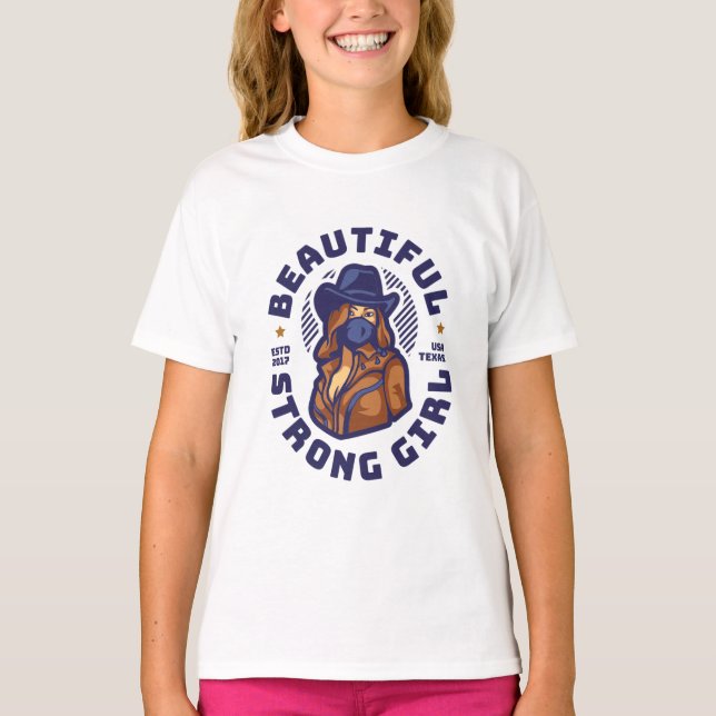 Vacker Stark Flicka T Shirt (Framsida)