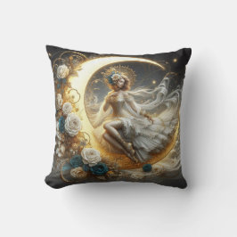 Vacker Steampunk-kvinna på månen Kudde