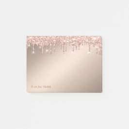 Vacker Stilig Elegant Roséguld Glitterdroppar Post-it Block