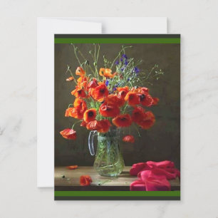 Vacker stilleben Kanna med röda blommor Vykort