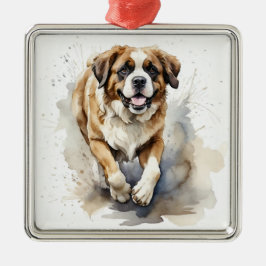 VACKER STOR SAINT BERNARD-HUND JULGRANSPRYDNAD METALL