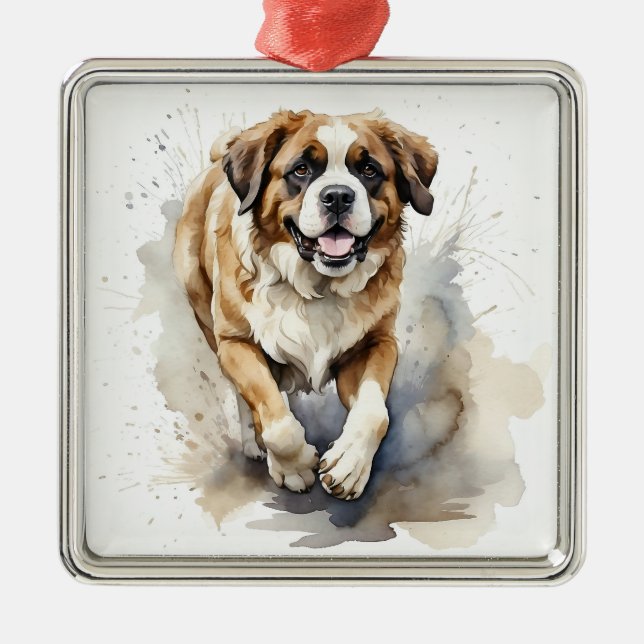 VACKER STOR SAINT BERNARD-HUND JULGRANSPRYDNAD METALL (Framsidan)