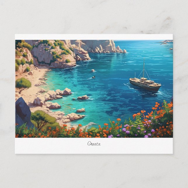 Vacker strand i Grekland Vykort (Framsida)