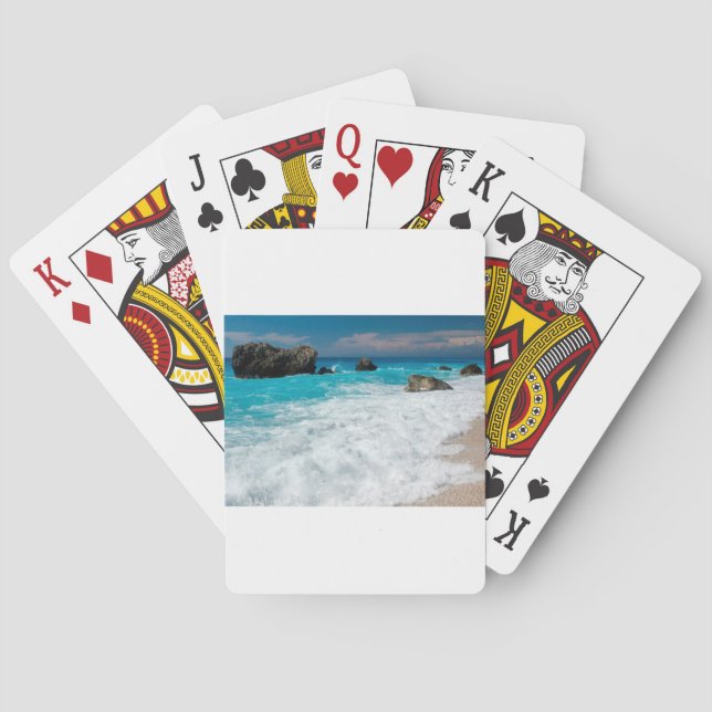 Vacker strand vatten surf aloha hawaiianskt bröllo kortlek (Baksidan)