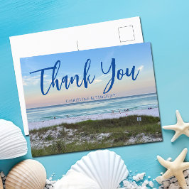 Vacker strandbröllop solnedgång Anpassad tack Vykort