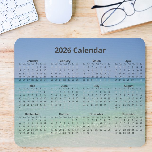 Vacker strandfotografering 2026 kalender musmatta (Skapare uppladdad)