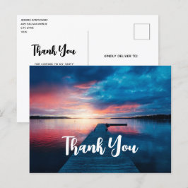 Vacker Sunset på Lugn Sjö Tack Vykort