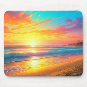 Vacker Sunset på Ocean Sandy Beach Musmatta