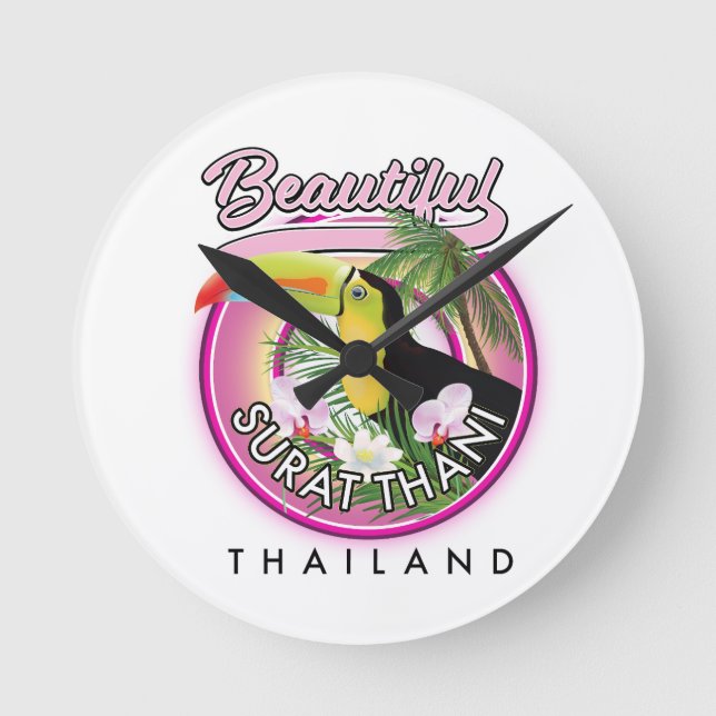 Vacker Surat Thani thailand logotyp Rund Klocka (Framsida)