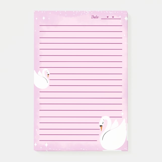 Vacker svan diskreta toner post-it block (Framsida)