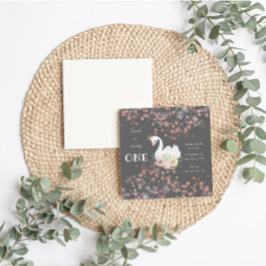 Vacker svan födelsedags korthälsning inbjudningar