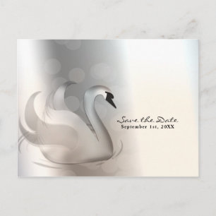 Vacker svan Silver Elegant Chic Spara datum Meddelande Vykort