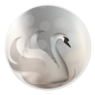 Vacker svan vit & silver elegant anpassad chic knopp