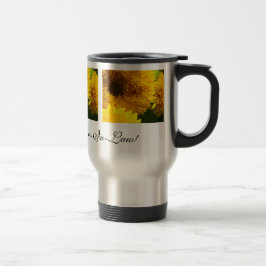Vacker svärdotter kaffemug solrosor resemugg
