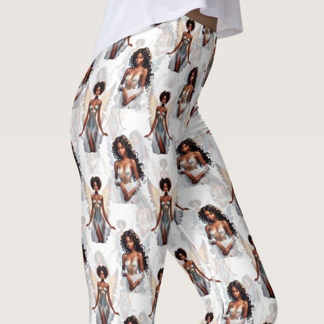 Vacker svart flicka änglar mönster design leggings (Skapare uppladdad)