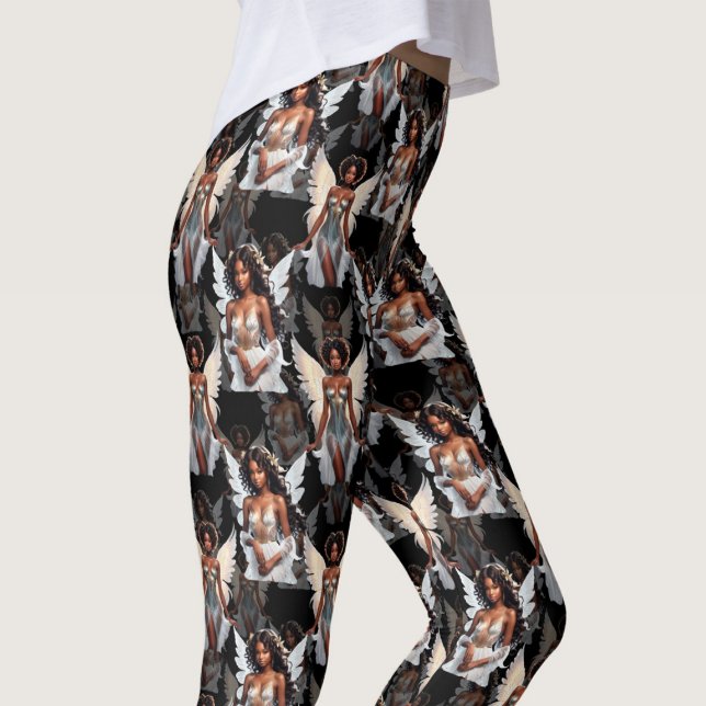 Vacker svart flickängel mönsterdesign - Mörk Leggings (Skapare uppladdad)