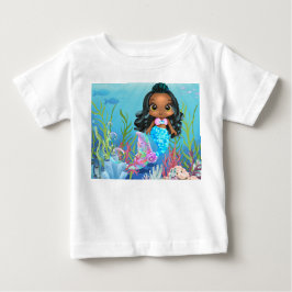 Vacker svart havsjungfru som leker i havet t shirt