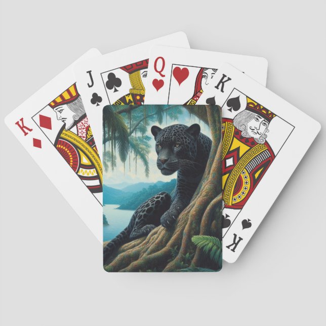 Vacker svart jaguar  casinokort (Baksidan)