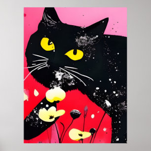 Vacker svart katt  poster