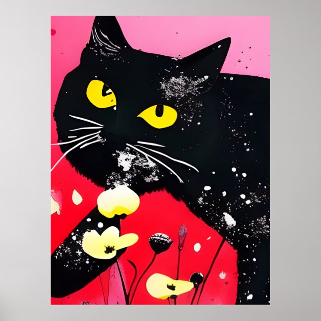 Vacker svart katt  poster (Framsidan)