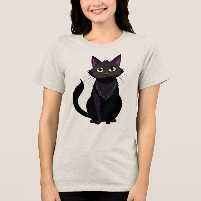 Vacker svart katt t shirt (Framsida)