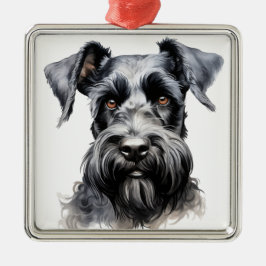 VACKER SVART KERRY BLUE TERRIER HUND JULGRANSPRYDNAD METALL