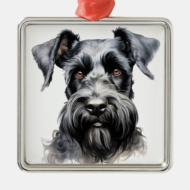 VACKER SVART KERRY BLUE TERRIER HUND JULGRANSPRYDNAD METALL (Framsidan)