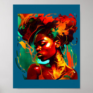 Vacker svart konst afroamerikansk kvinna poster