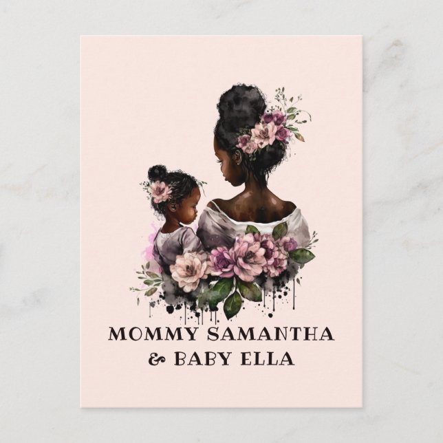 Vacker svart mamma och dotter (7) vykort (Framsida)