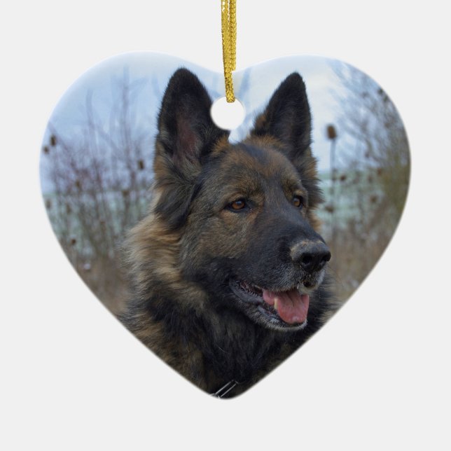 vacker svart och beigefjordisk marionett julgransprydnad keramik (Framsidan)