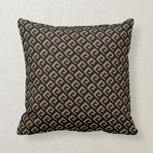 Vacker svart och brun beige geometrisk mönster kudde