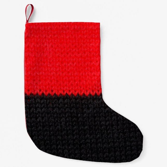 vacker, svart och röd trikå med dragkraft liten julstrumpa (Framsidan)