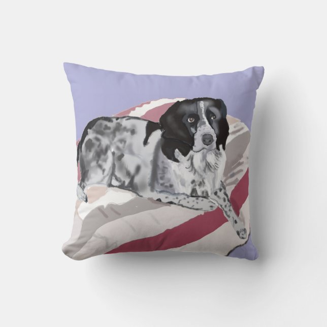 Vacker svart och vit springer spaniel kudde (Framsida)