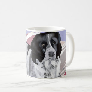Vacker svart och vit springerspaniel kaffemugg