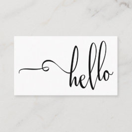 Vacker svart på vit Hello-typografi Visitkort