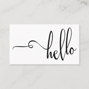 Vacker svart på vit Hello-typografi Visitkort