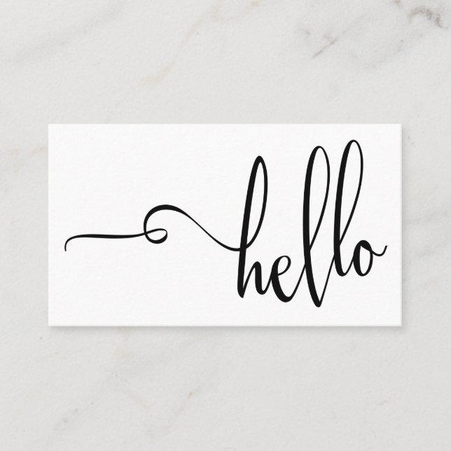 Vacker svart på vit Hello-typografi Visitkort (Framsida)